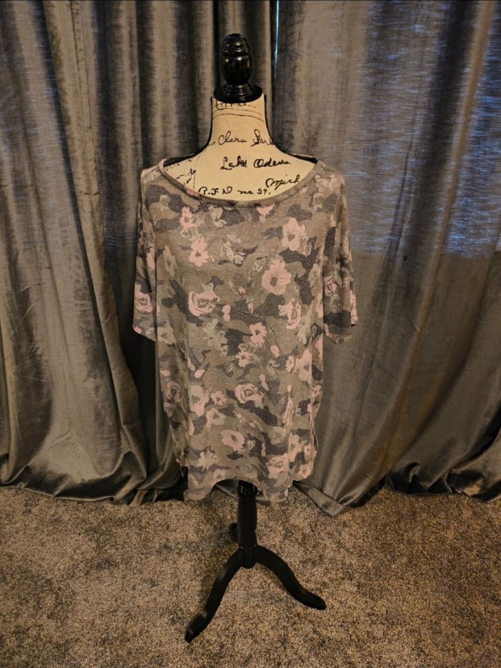 Lane Bryant Gray Knit with Pink Floral Camouflage